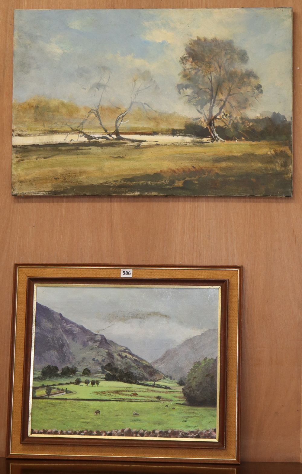 Colin Ventris Bell (1919-1983), oil on board, Scottish Highlands near Glencoe, 39 x 49cm, and an oil on canvas, Sketch of trees in a la